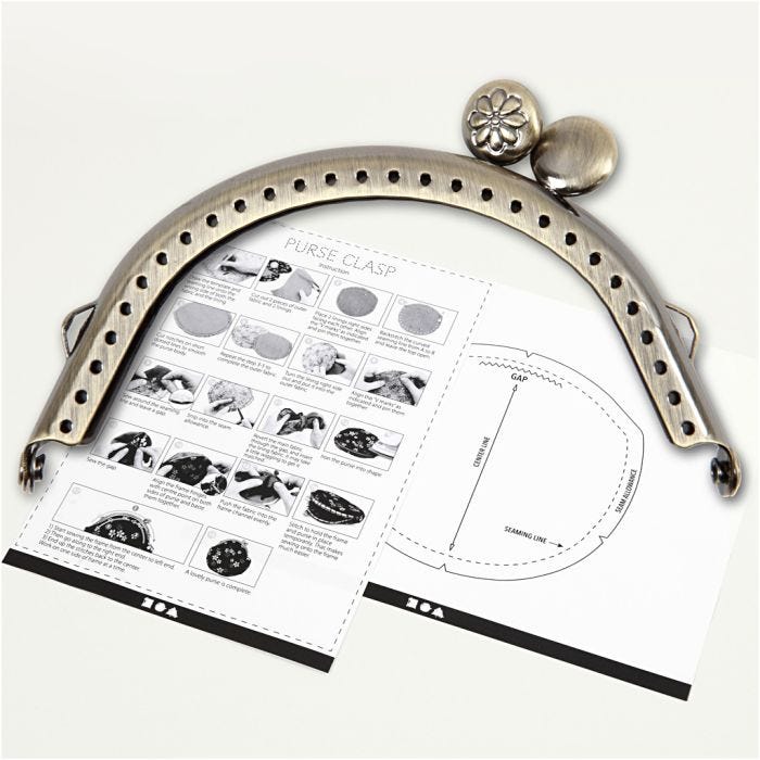 Kit chiusura per borsetta, misura 8 cm, ottone spazzolato, 1 pz
