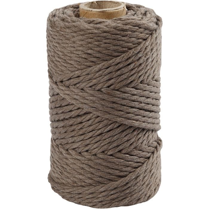 Corda per Macramé, L: 55 M, diam 4 mm, marrone chiaro, 330 g/ 1 rot.