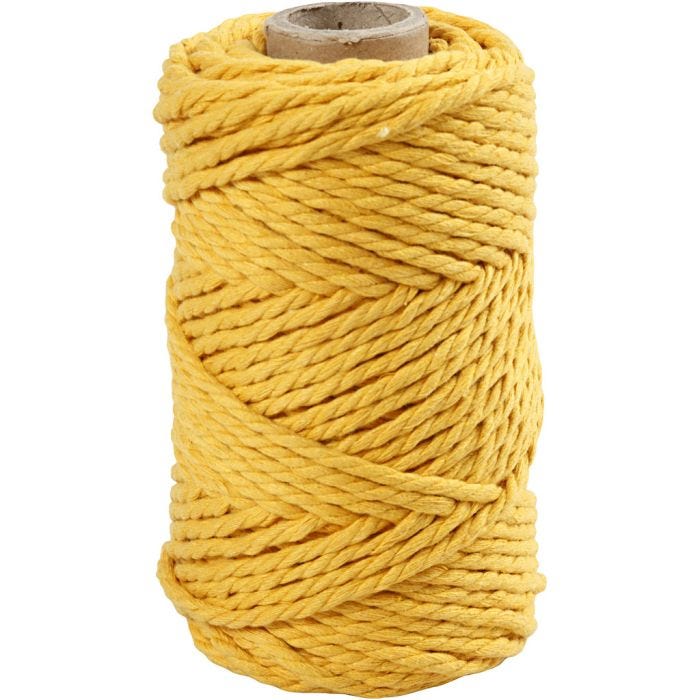 Corda per Macramé, L: 55 M, diam 4 mm, giallo, 330 g/ 1 rot.
