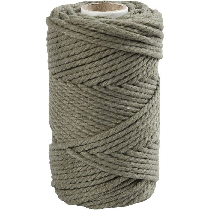 Corda per Macramé, L: 55 M, diam 4 mm, verde muschio, 330 g/ 1 rot.