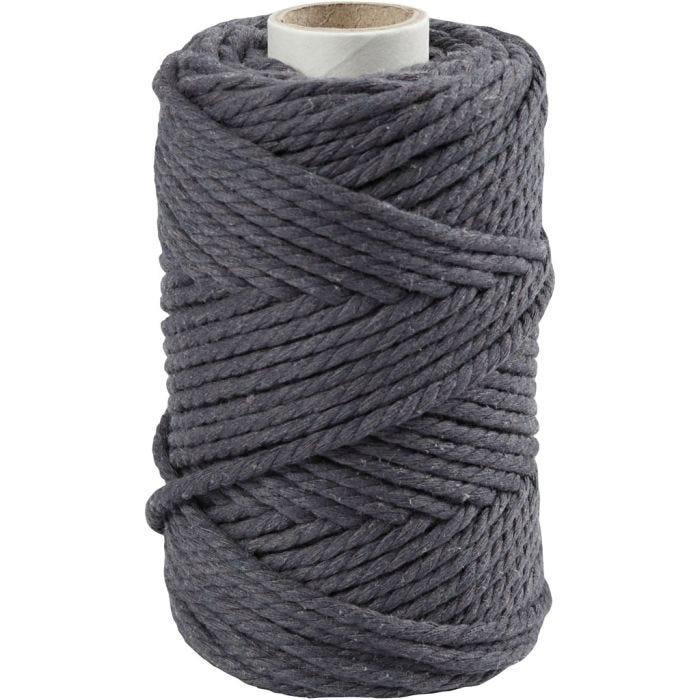 Corda per Macramé, L: 55 M, diam 4 mm, grigio, 330 g/ 1 rot.