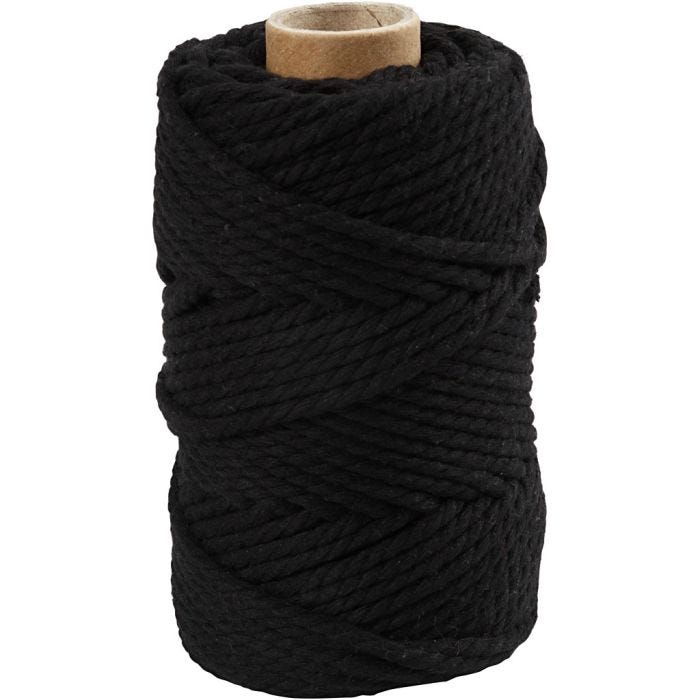 Corda per Macramé, L: 55 M, diam 4 mm, nero, 330 g/ 1 rot.
