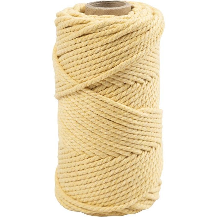 Corda per Macramé, L: 55 M, diam 4 mm, giallo chiaro, 330 g/ 1 rot.