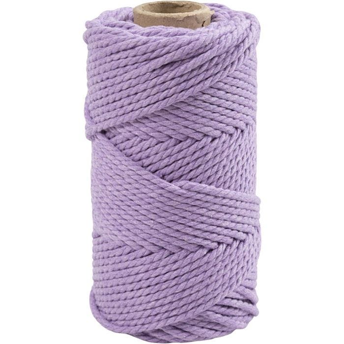 Corda per Macramé, L: 55 M, diam 4 mm, viola, 330 g/ 1 rot.