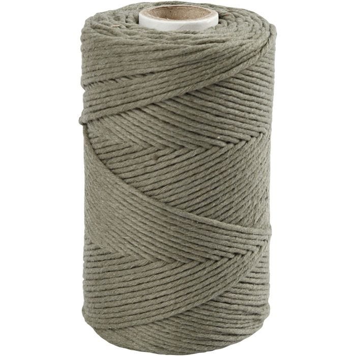 Corda per Macramé, L: 198 M, diam 2 mm, verde muschio, 330 g/ 1 rot.