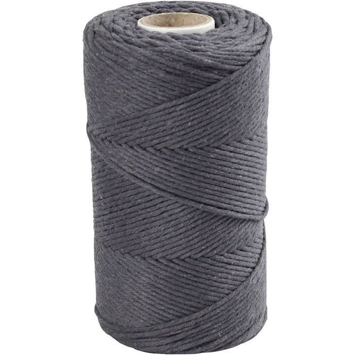 Corda per Macramé, L: 198 M, diam 2 mm, grigio, 330 g/ 1 rot.
