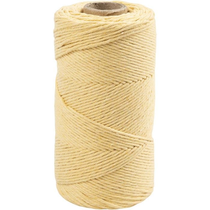 Corda per Macramé, L: 198 M, diam 2 mm, giallo chiaro, 330 g/ 1 rot.