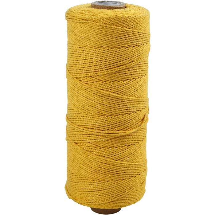 Corda in poliestere, L: 315 M, spess. 1 mm, Qualità sottile 12/12, giallo, 220 g/ 1 gom.