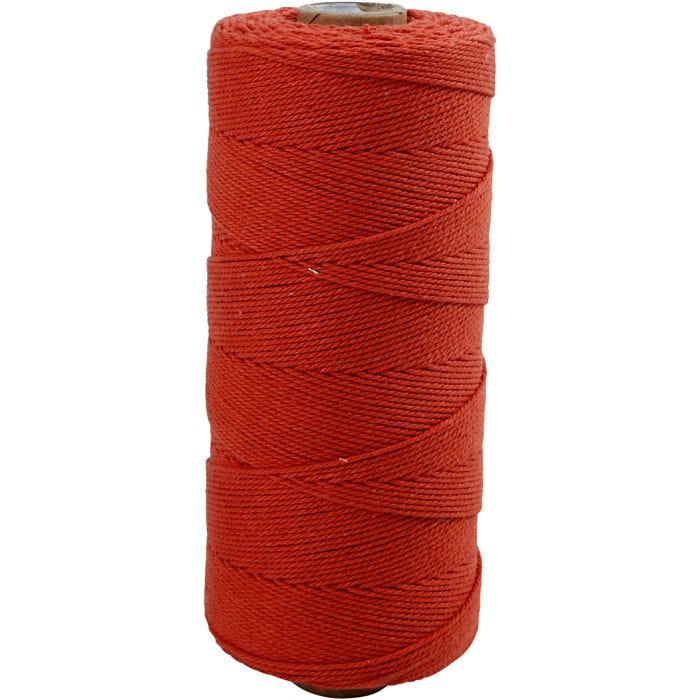 Corda in poliestere, L: 315 M, spess. 1 mm, Qualità sottile 12/12, rosso, 220 g/ 1 gom.