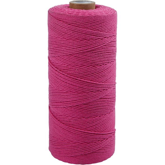 Corda in poliestere, L: 315 M, spess. 1 mm, Qualità sottile 12/12, rosa, 220 g/ 1 gom.