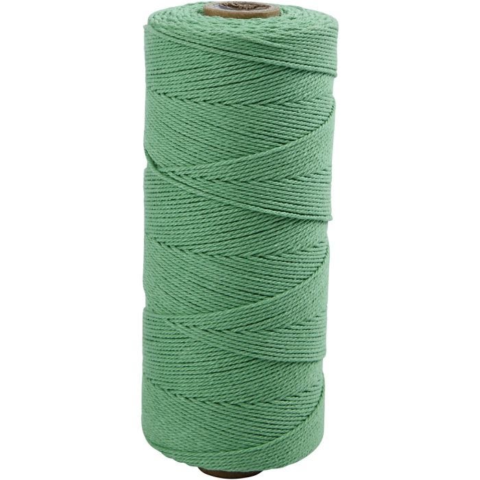 Corda in poliestere, L: 315 M, spess. 1 mm, Qualità sottile 12/12, verde chiaro, 220 g/ 1 gom.