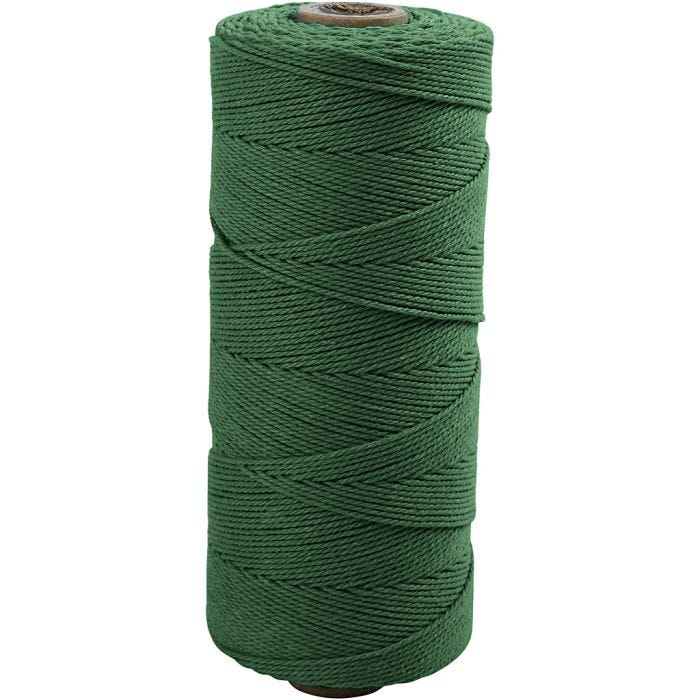 Corda in poliestere, L: 315 M, spess. 1 mm, Qualità sottile 12/12, verde, 220 g/ 1 gom.