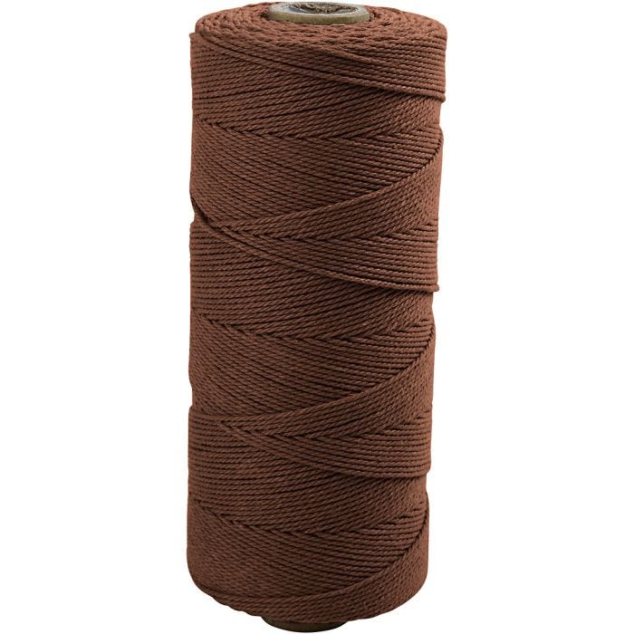 Corda in poliestere, L: 315 M, spess. 1 mm, Qualità sottile 12/12, marrone, 220 g/ 1 gom.