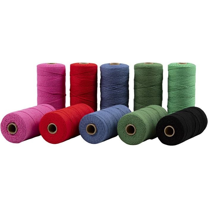 Corda in poliestere, L: 315 M, spess. 1 mm, Qualità sottile 12/12, colori forti, 10x220 g/ 1 conf.