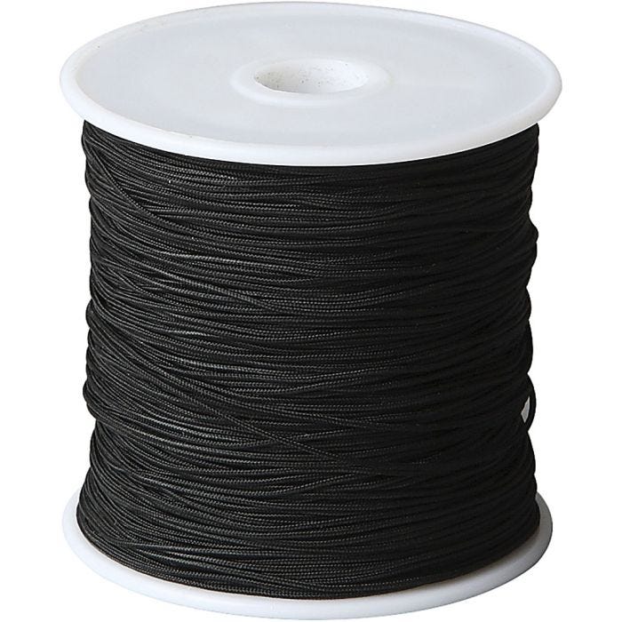 Corda in Poliestere, spess. 0,8 mm, nero, 50 m/ 1 rot.