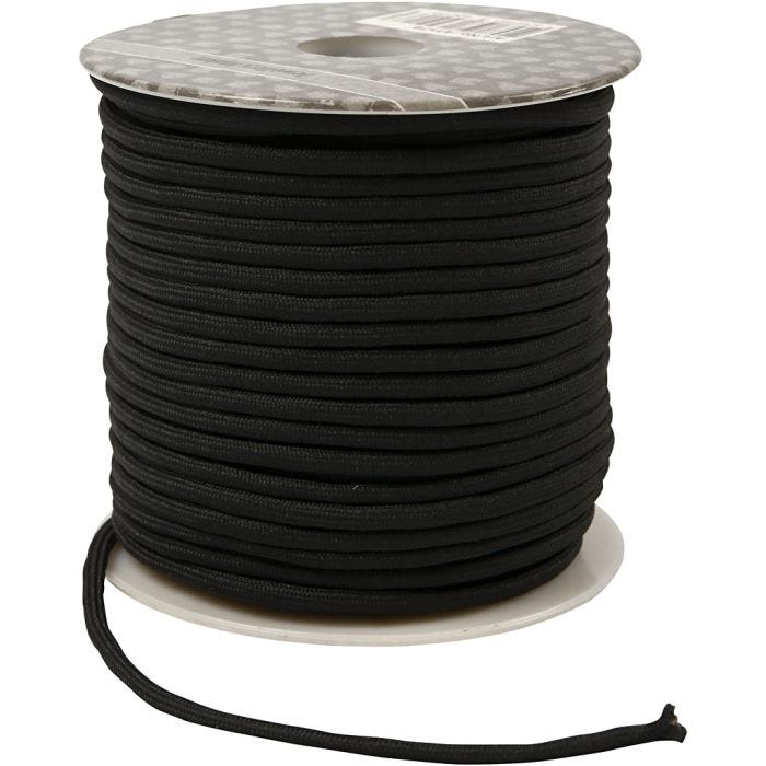 Corda in poliestere, spess. 4 mm, nero, 40 m/ 1 rot.