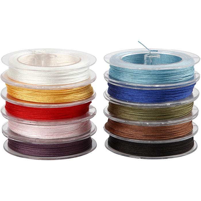 Cordoncino in poliestere, spess. 1 mm, colori asst., 10x50 m/ 1 conf.