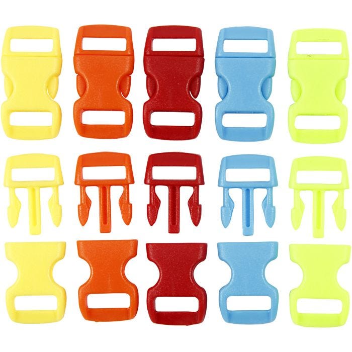 Click Clasp, L: 29 mm, L: 15 mm, misura buco 3x11 mm, colori asst., 100 pz/ 1 conf.
