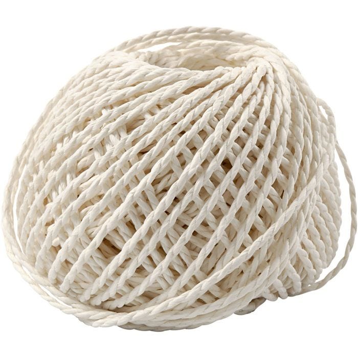 Filo di Carta, spess. 2,5-3 mm, bianco, 150 g, 40 m/ 1 gom.
