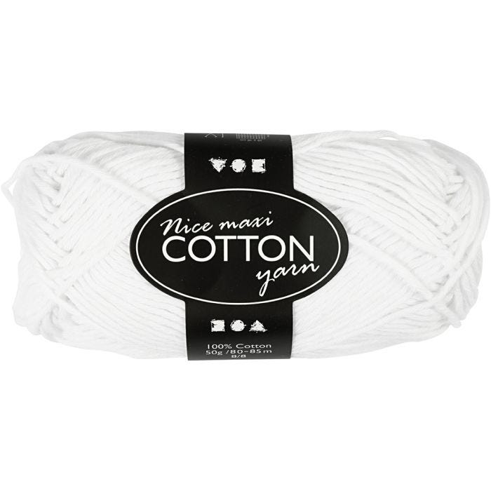 Filo di cotone, dim. 8/8, L: 80-85 M, misura maxi, bianco, 50 g/ 1 gom.