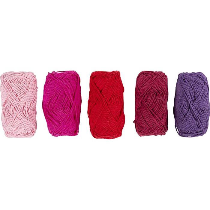 Filato di cotone, dim. 8/4, L: 5x50 M, armonia viola/rosa, 5x20 g/ 1 conf.