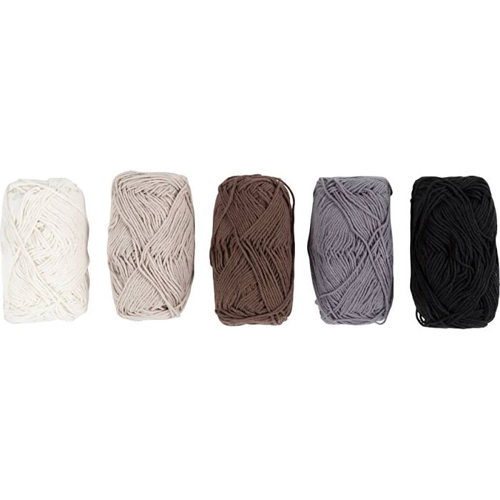 Filato di cotone, dim. 8/4, L: 5x50 M, Colori naturali, 5x20 g/ 1 conf.