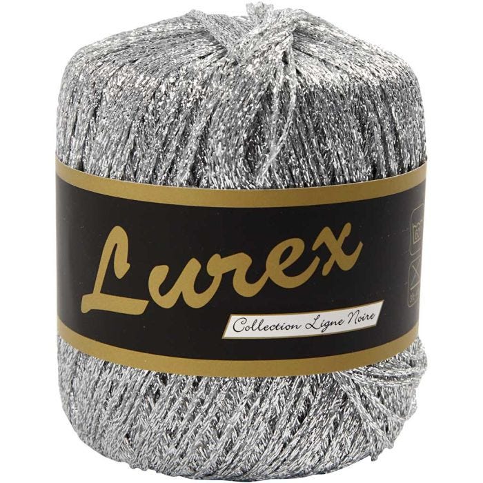Filo in Lurex, L: 160 M, argento, 25 g/ 1 gom.
