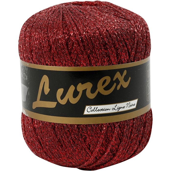 Filo in Lurex, L: 160 M, rosso, 25 g/ 1 gom.