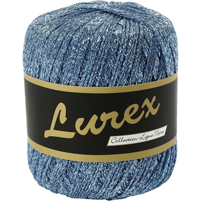 Filo in Lurex, L: 160 M, azzurro, 25 g/ 1 gom.
