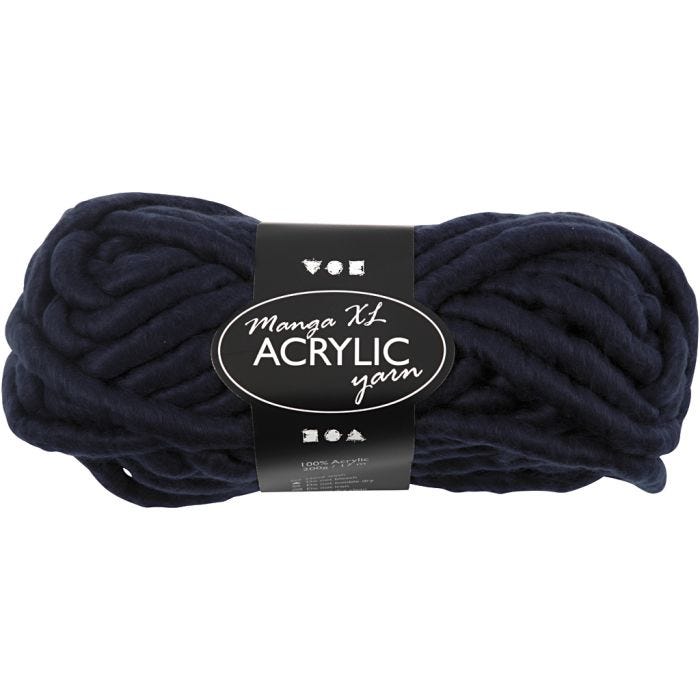 Filato Spesso Chunky in Acrilico, L: 17 M, misura manga, blu scuro, 200 g/ 1 gom.