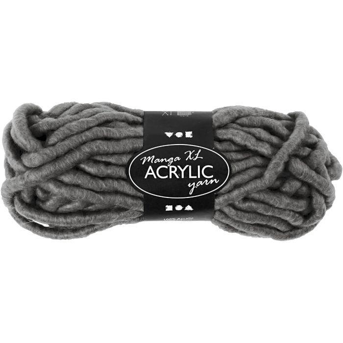 Filato Spesso Chunky in Acrilico, L: 17 M, misura manga, grigio, 200g/ 1 gom.