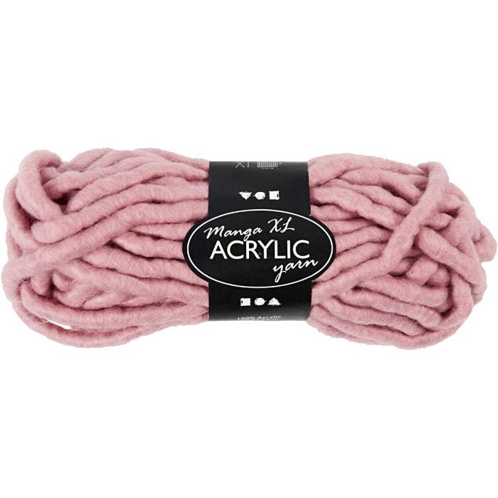 Filato Spesso Chunky in Acrilico, L: 17 M, misura manga, rosato, 200g/ 1 gom.