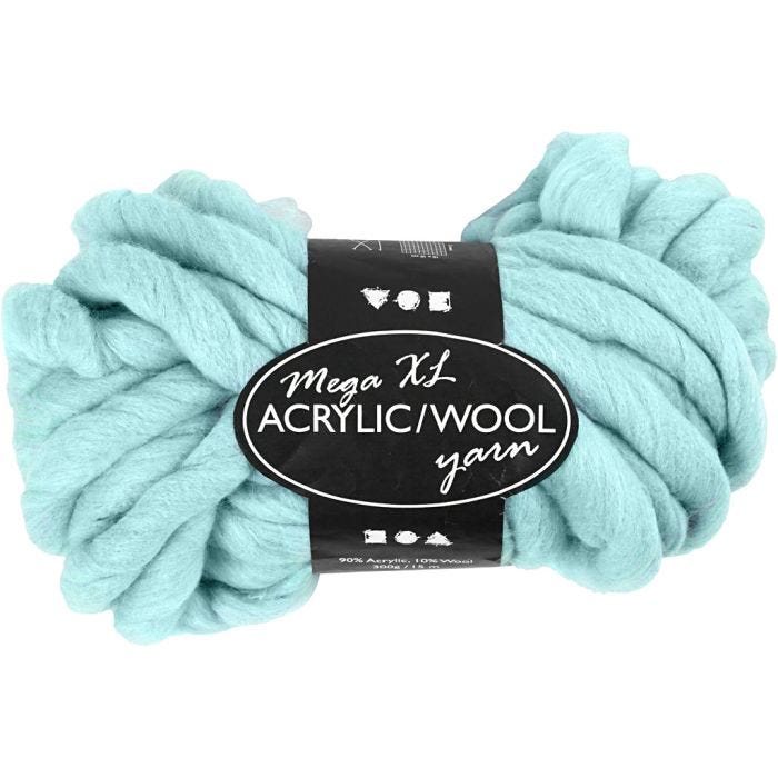 Filato Spesso Chunky in Lana/Acrilico, 15 M, mega, turchese, 300g/ 1 gom.