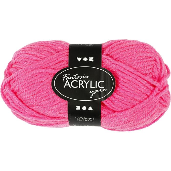 Filo acrilico Fantasia, L: 80 M, neon pink, 50g/ 1 gom.