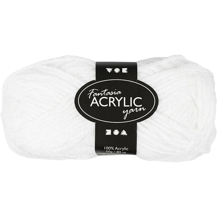 Filo acrilico Fantasia, L: 80 M, bianco, 50g/ 1 gom.