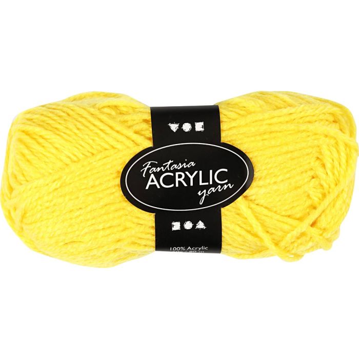 Filo acrilico Fantasia, L: 80 M, usando ago 4,5-5, giallo, 50 g/ 1 gom.
