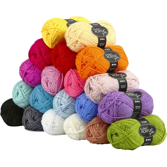 Filo acrilico Fantasia, L: 80 M, colori asst., 20x50 g/ 1 conf.