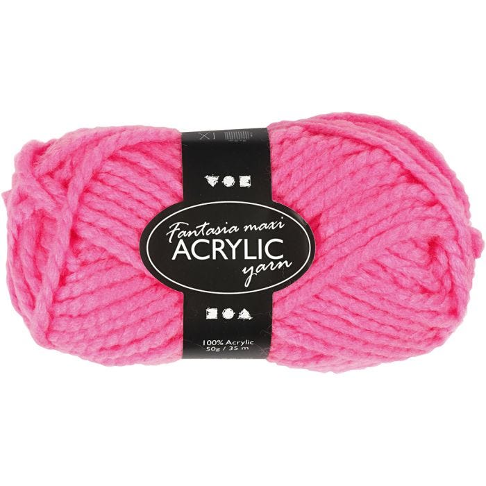 Filo Acrilico Fantasia, L: 35 M, Maxi, neon pink, 50 g/ 1 gom.