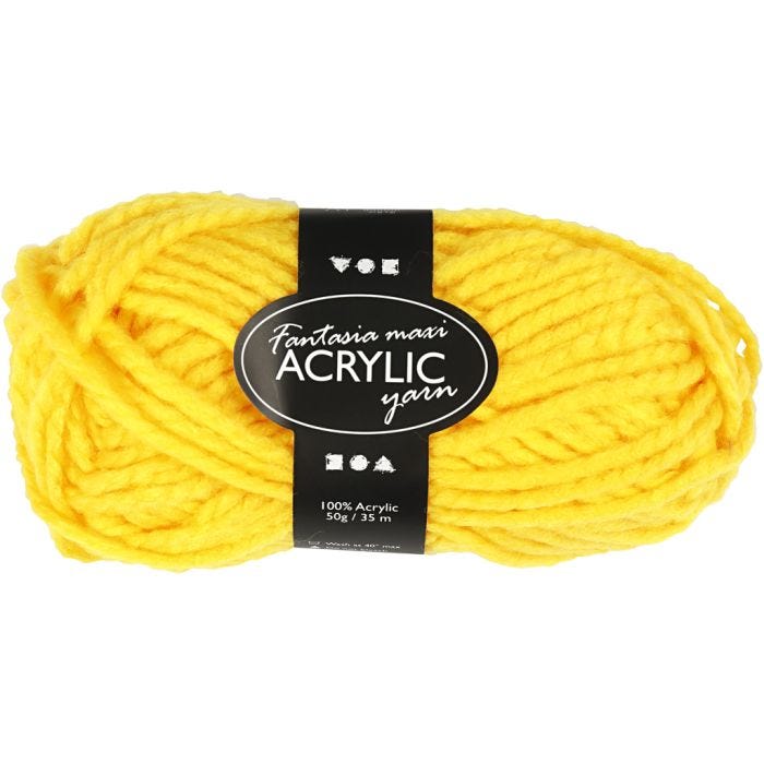 Filo acrilico Fantasia, L: 35 M, Maxi, giallo, 50g/ 1 gom.