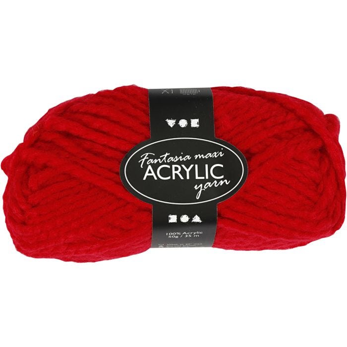 Filo Acrilico Fantasia, L: 35 M, Maxi, rosso, 50 g/ 1 gom.