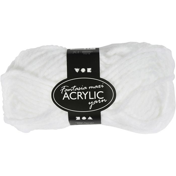 Filo Acrilico Fantasia, L: 35 M, Maxi, bianco, 50 g/ 1 gom.