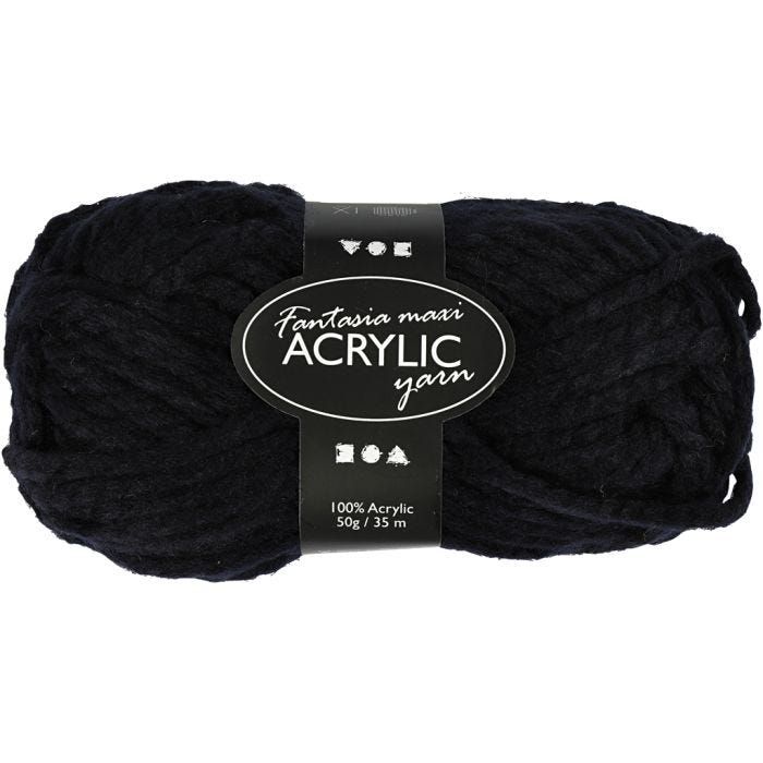 Filo Acrilico Fantasia, L: 35 M, Maxi, nero, 50 g/ 1 gom.