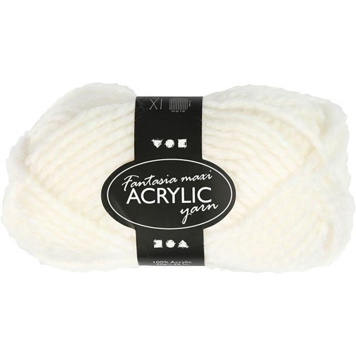 Filo Acrilico Fantasia, L: 35 M, Maxi, avorio, 50 g/ 1 gom.
