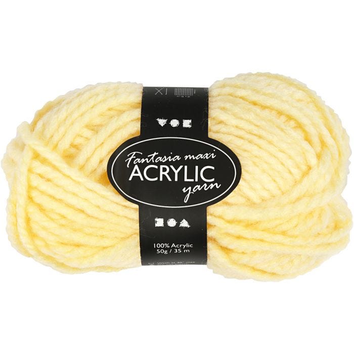 Filo Acrilico Fantasia, L: 35 M, Maxi, giallo chiaro, 50 g/ 1 gom.