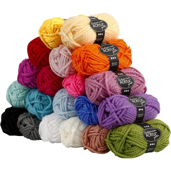 Filo Acrilico Fantasia, L: 35 M, Maxi, colori asst., 20x50 g/ 1 conf.