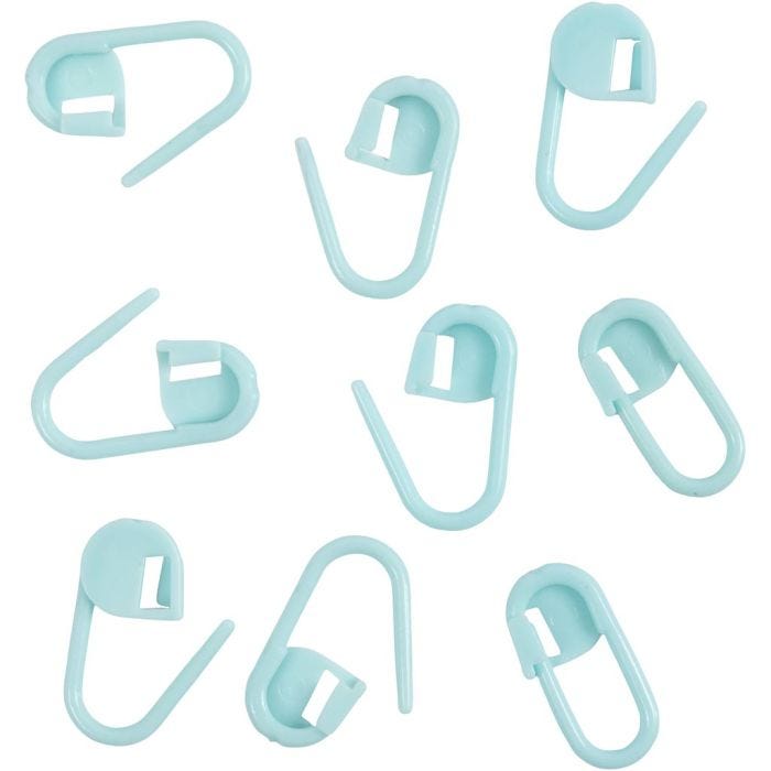 Stitch Marker, L: 22 mm, azzurro, 30 pz/ 1 conf.