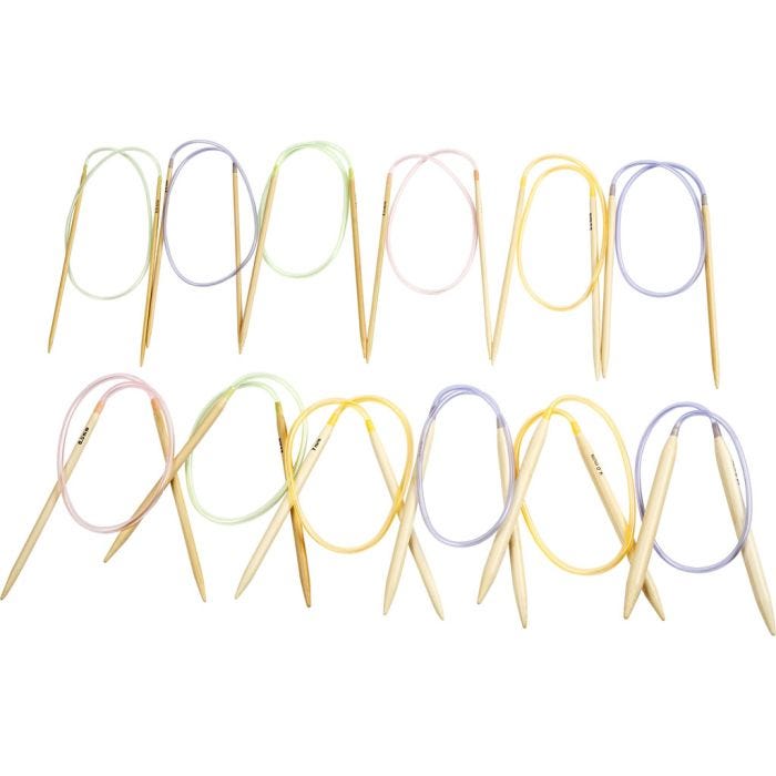 Ferri da maglia circolari, L: 60-80 cm, misura 3-10 mm, 12 pz/ 1 conf.