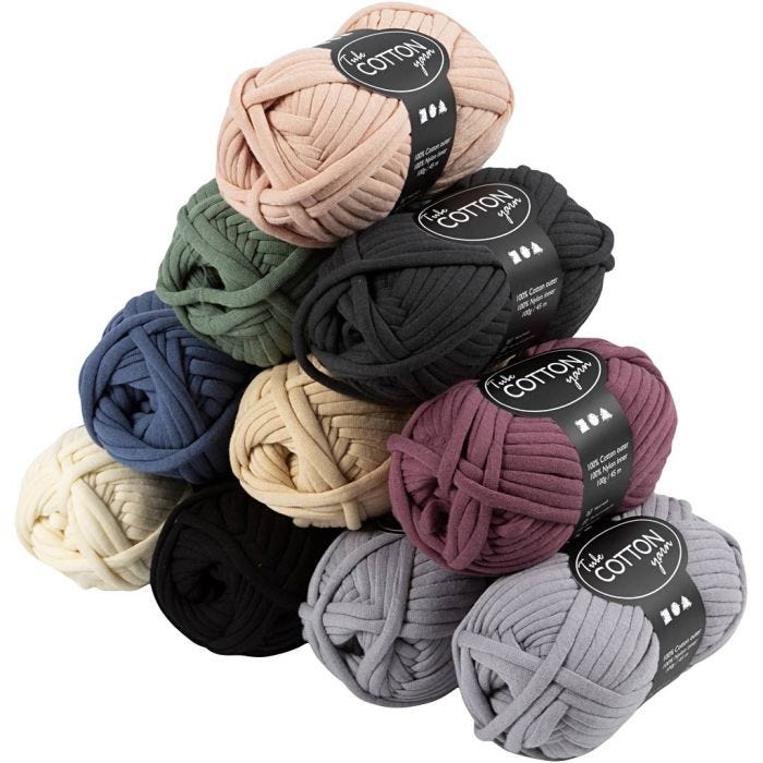 Filo tubolare in cotone, L: 45 m, colori asst., 10x100 g/ 1 conf.