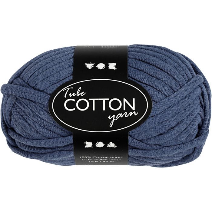 Filo tubolare in cotone, L: 45 M, blu scuro, 100g/ 1 gom.