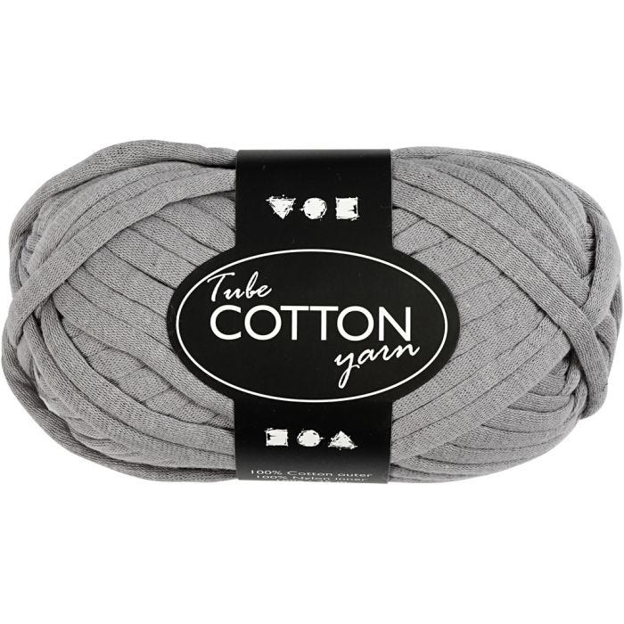 Filo tubolare in cotone, L: 45 M, grigio, 100g/ 1 gom.